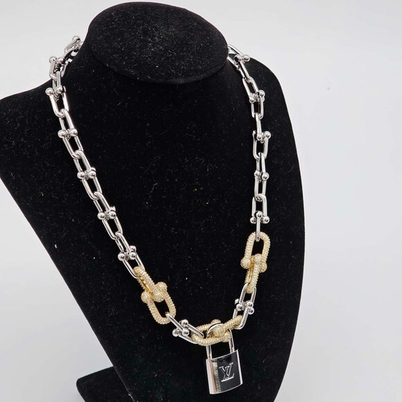 Auth Louis Vuitton Lock&Key Silver w/Unbranded 925 Pure Silver 14k Gold Plated - Picture 2 of 11